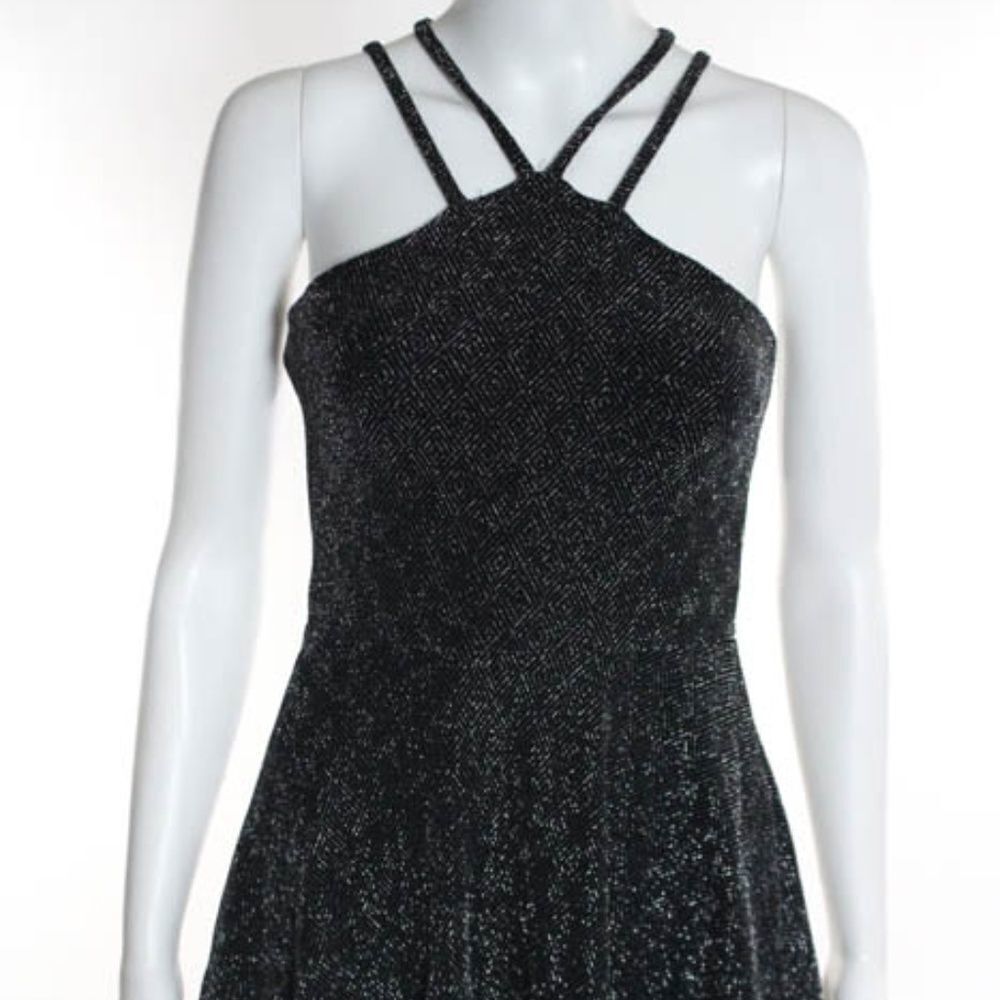 NEW Sally Miller Black Metallic Strappy Dress XS